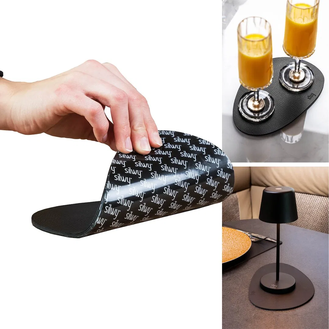 PS00-111A-1 – SILWY MAGNET Placemat, Oval Medium Size/ 7.87 Inch Length x 5.31 Inch Width x 0.16 Inch Thick Black/ Le...